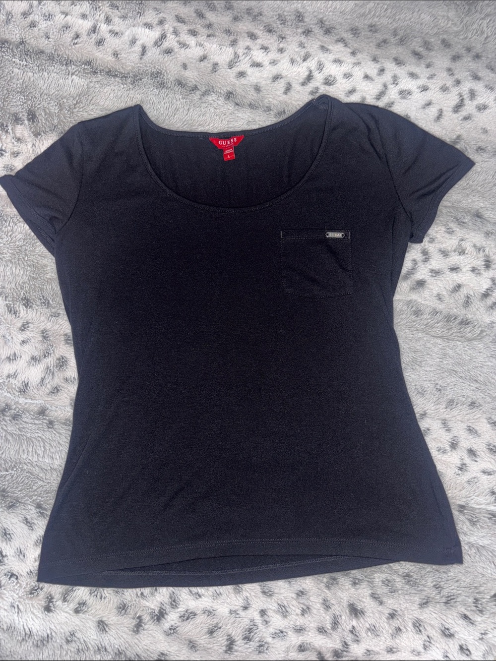 GUESS Black Scoop Neck Short Sleeve Tee